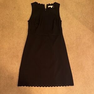 Loft Classic Black Sleeveless Scallop-Hem Dress